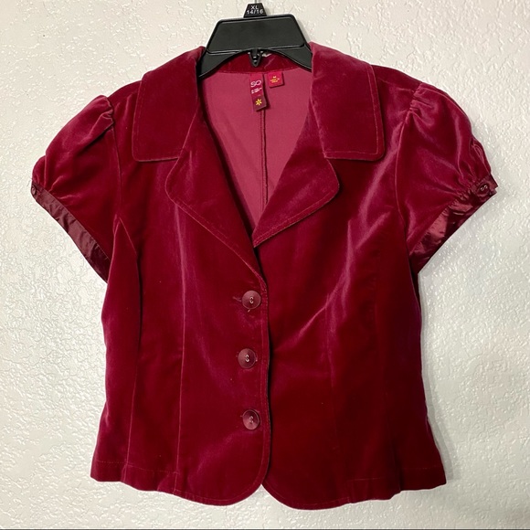 Red button up velvet jacket - Picture 1 of 5
